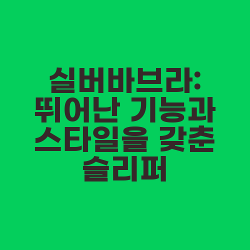 실버바브라: 뛰어난 기능과 스타일을 갖춘 슬리퍼